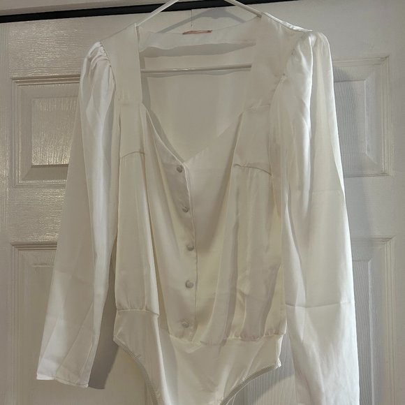 Gepur White Blouse Bodysuit, Size Medium - Picture 1 of 4